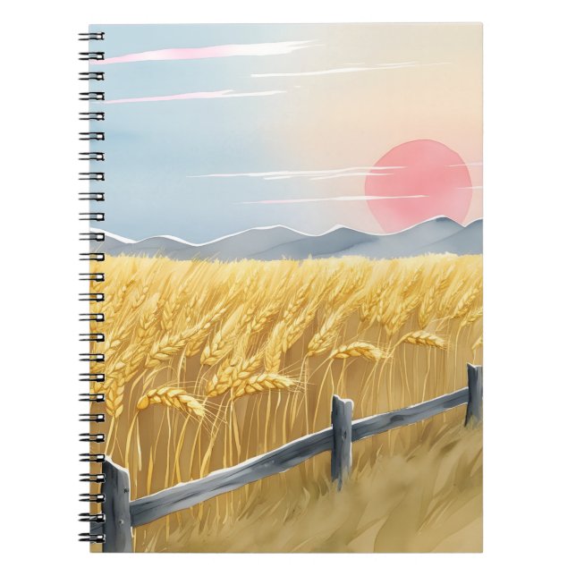 Golden Wheat Field Sunset Notebook Notizblock (Vorderseite)