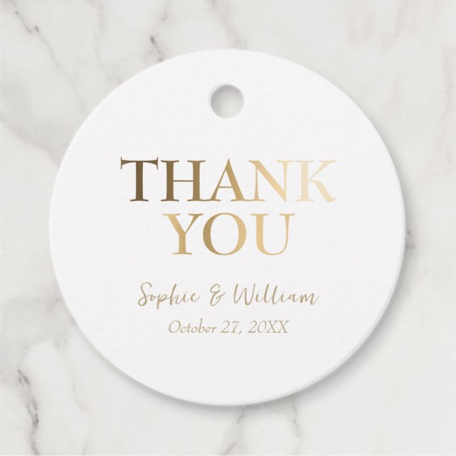 Golden & White Beautiful Elegante Wedding Vielen D Geschenkanhänger (Vorderseite)
