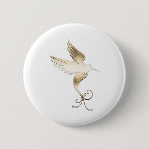 Golden White Bird Button