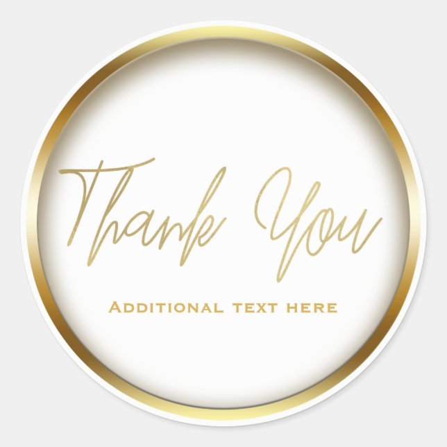 Golden & White Chic Elegante Einfache Glam Gefalle Runder Aufkleber (Vorderseite)