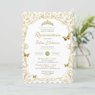 Golden White Elegante Barock Einladung