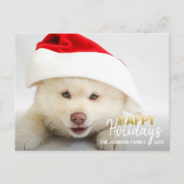 Golden White Happy Holidays Hunde Welpe | FOTO Feiertagspostkarte
