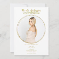 Golden & White Runde Foto Graduation Party