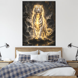 Golden White Tiger Guardian Power Leinwanddruck