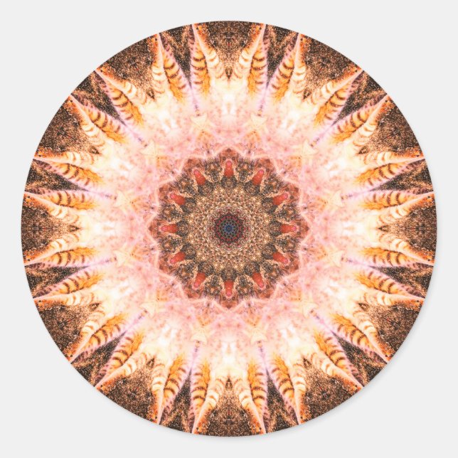 Golden, White und Red Mandala Runder Aufkleber (Vorderseite)