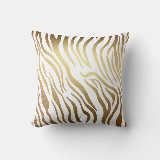 Golden White Zebra Safari Kissen (Vorderseite)