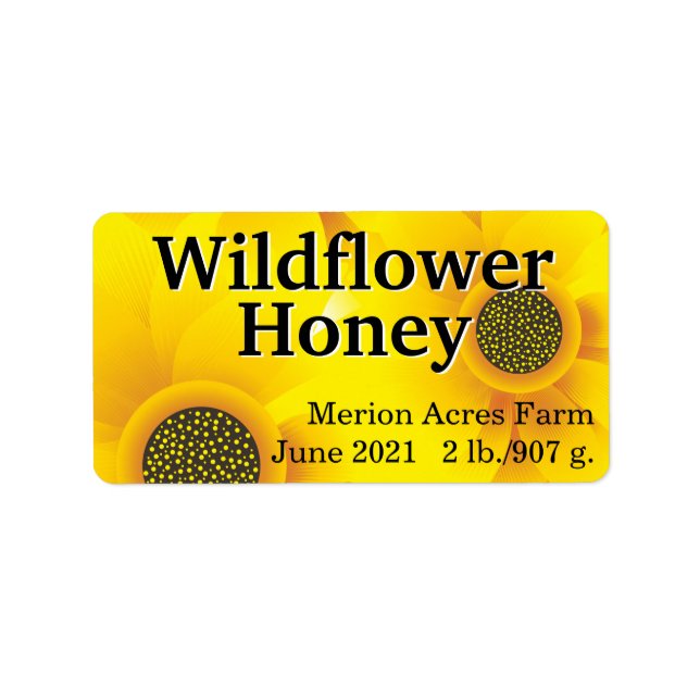 Golden Wildblume Honey Jar Adressaufkleber (Vorne)