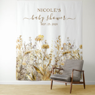 Golden Wildblumen Fall Babydusche Hintergrund Wandteppich