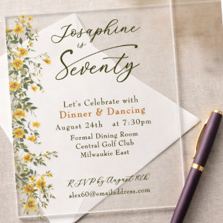  Golden Wildflower Named Photo Seventieth Birthday Acryleinladungen