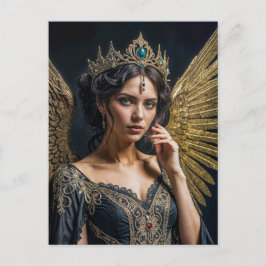 Golden Winged Dark Angel Queen Postkarte
