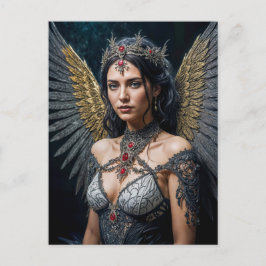 Golden Winged Dark Angel Queen Postkarte