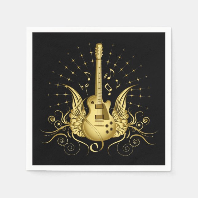 Golden Winged Guitar Serviette (Vorderseite)