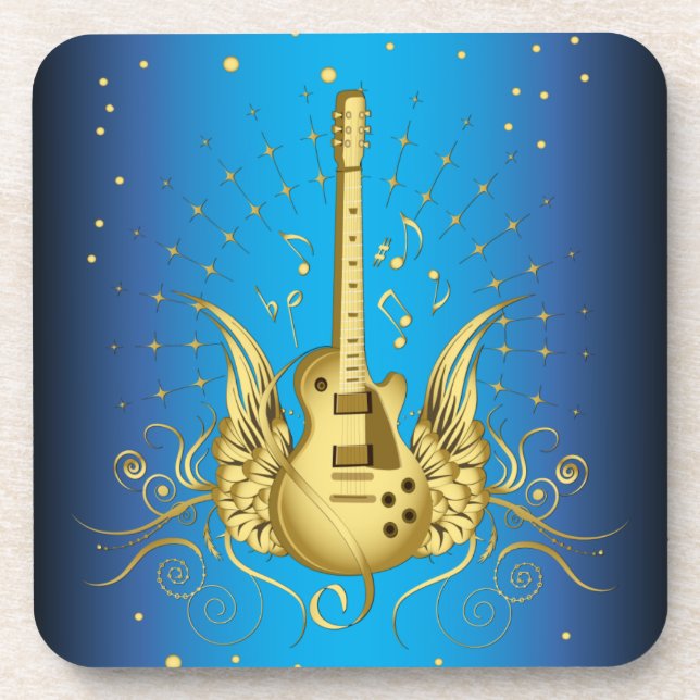 Golden Winged Guitar Untersetzer (Vorderseite)