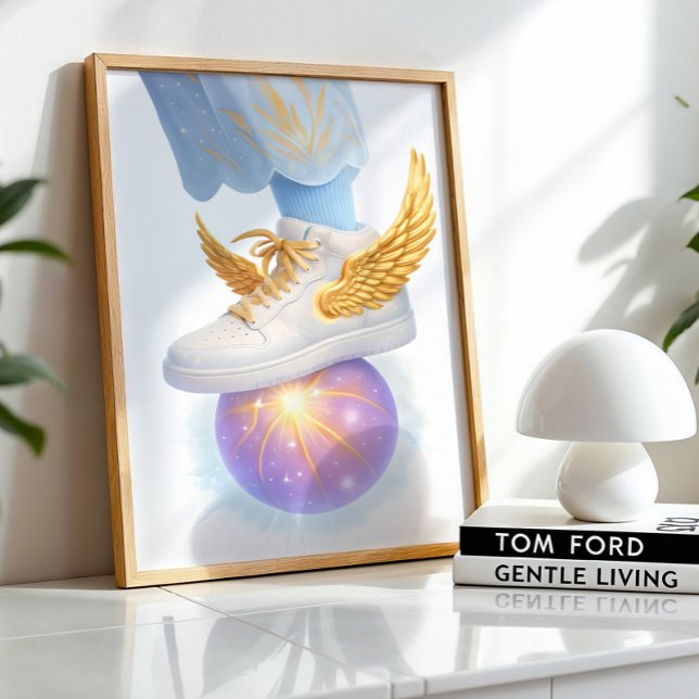 Golden Winged Sneaker on Glows Orb Poster (Von Creator hochgeladen)