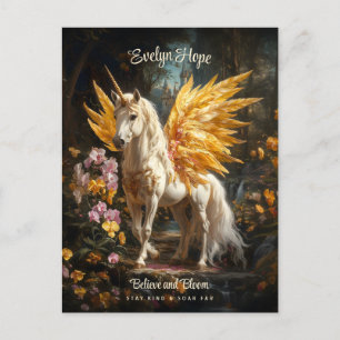 Golden Winged Unicorn Burg Pegasus Postkarte