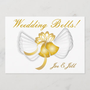 Golden Winged Wedding Bells Card-Cust. Save The Date