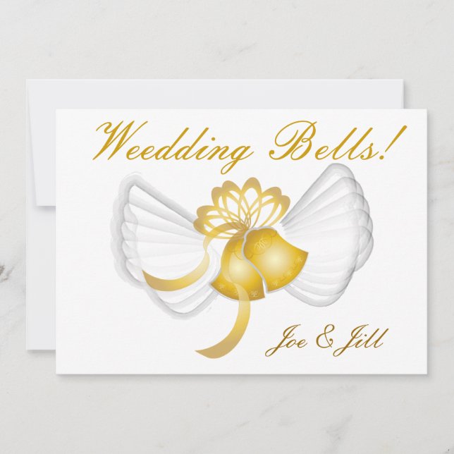 Golden Winged Wedding Bells Card-Cust. Save The Date (Vorderseite)