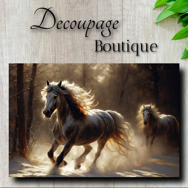 Golden Winter Hengste Decoupage Seidenpapier (Golden Winter Stallions Decoupage Tissue Paper)