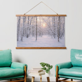Golden_winter_light Wandteppich Mit Holzrahmen