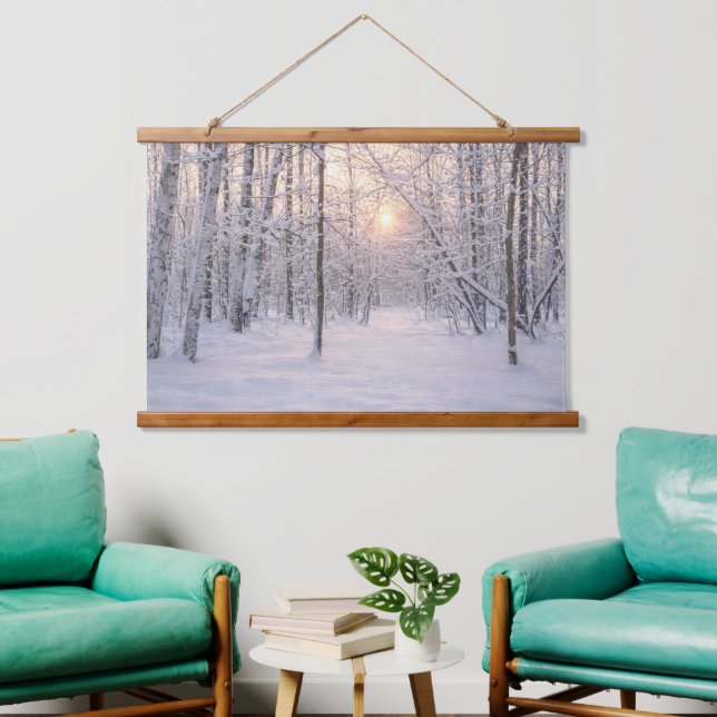 Golden_winter_light Wandteppich Mit Holzrahmen (Wohnzimmer)