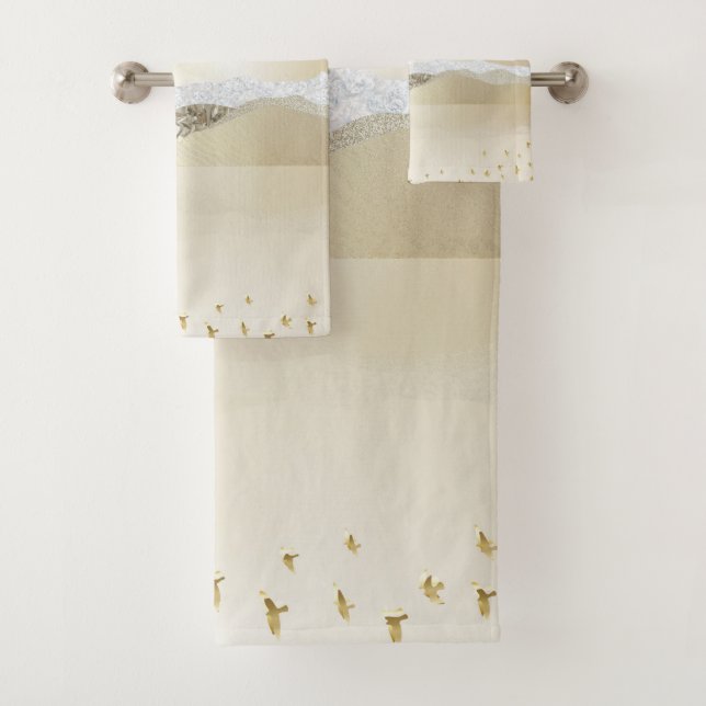 Golden Winter Sunset Berg Reflektion im Wasser Badhandtuch Set (Insitu)