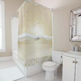 Golden Winter Sunset Berg Reflektion im Wasser Duschvorhang