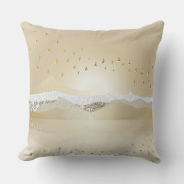 Golden Winter Sunset Berg Reflektion im Wasser Kissen