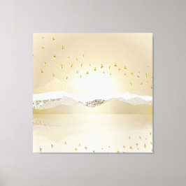 Golden Winter Sunset Berg Reflektion im Wasser Leinwanddruck