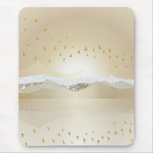 Golden Winter Sunset Berg Reflektion im Wasser Mousepad