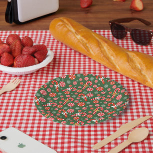 Golden Winter Sweet Snowfall Candy Cane Pappteller