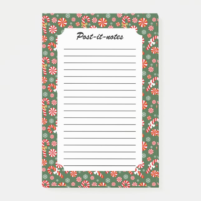 Golden Winter Sweet Snowfall Candy Cane Post-it Klebezettel (Vorderseite)