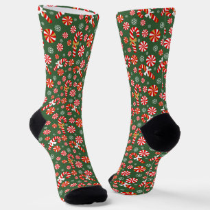 Golden Winter Sweet Snowfall Candy Cane Socken