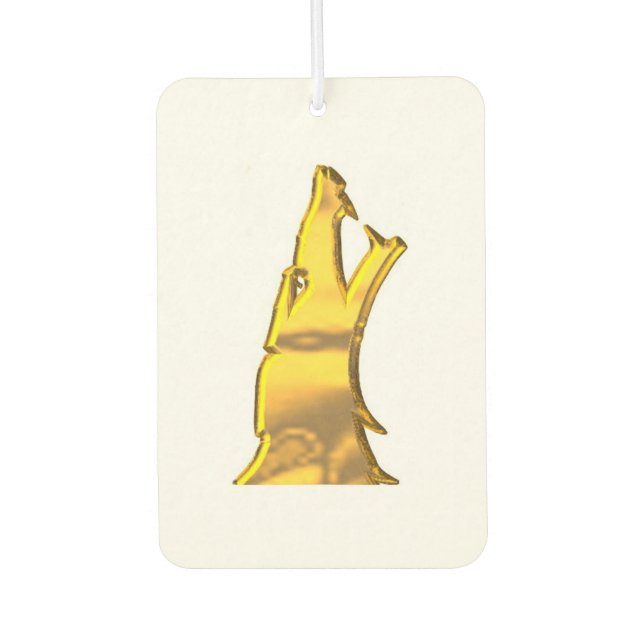 Golden Wolf Head Frischluftkühler Autolufterfrischer (Vorderseite)