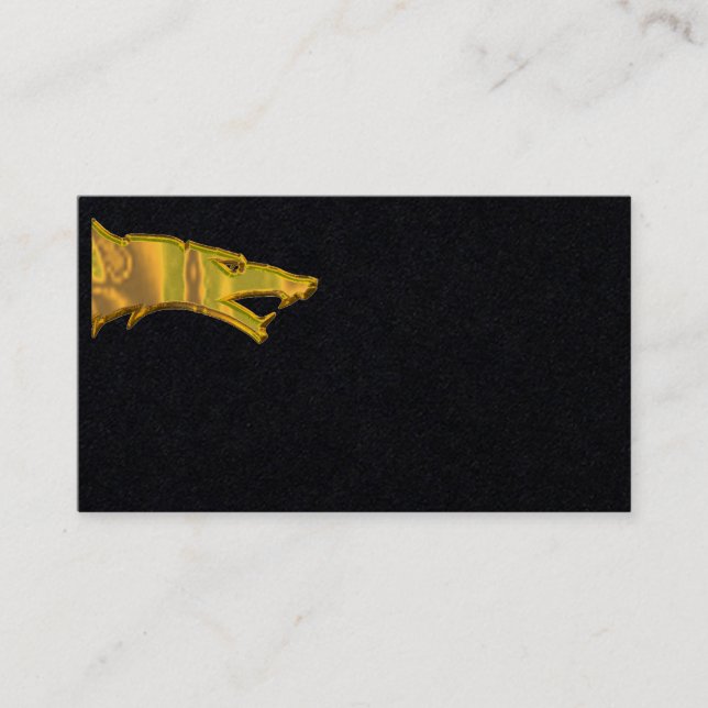 Golden Wolf Head Premium Schwarze Visitenkarte hor (Vorderseite)