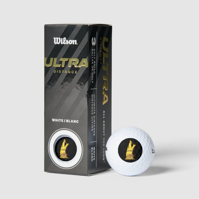 Golden Wolf Kopf schwarze Wilson Ultra Golfbälle 3 (Verpackungen)