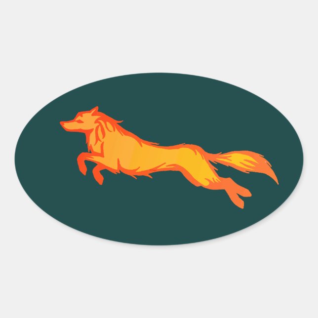 Golden Wolf Ovaler Aufkleber (Vorderseite)