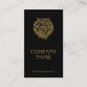 Golden Wolf Portrait Luxuriöse Black Business Card Visitenkarte