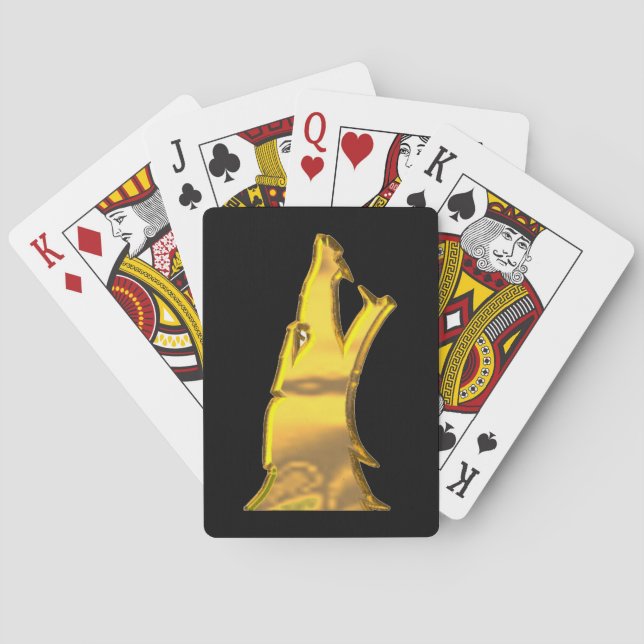 Golden Wolf Schwarzer Poker Spielkarten (Rückseite)