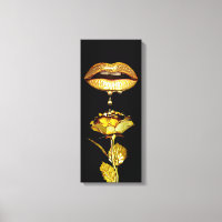 Golden womans Lips Dripping Liquid Gold Art