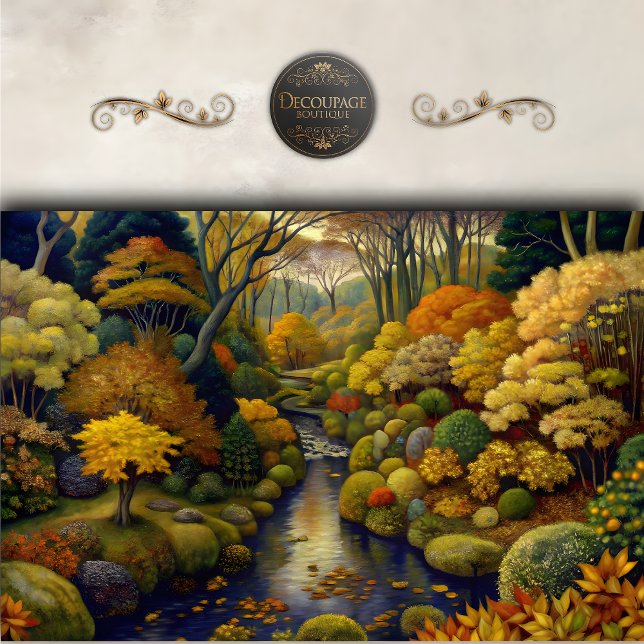 Golden Woodland Garden Stream Decoupage Seidenpapier (Golden Woodland Garden Stream Decoupage Tissue Paper)
