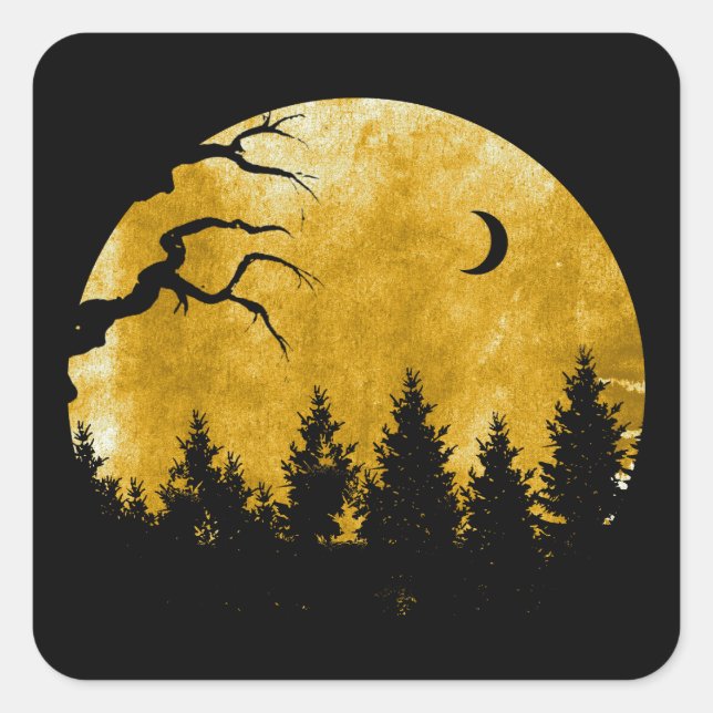 Golden Woods Quadratischer Aufkleber (Vorderseite)
