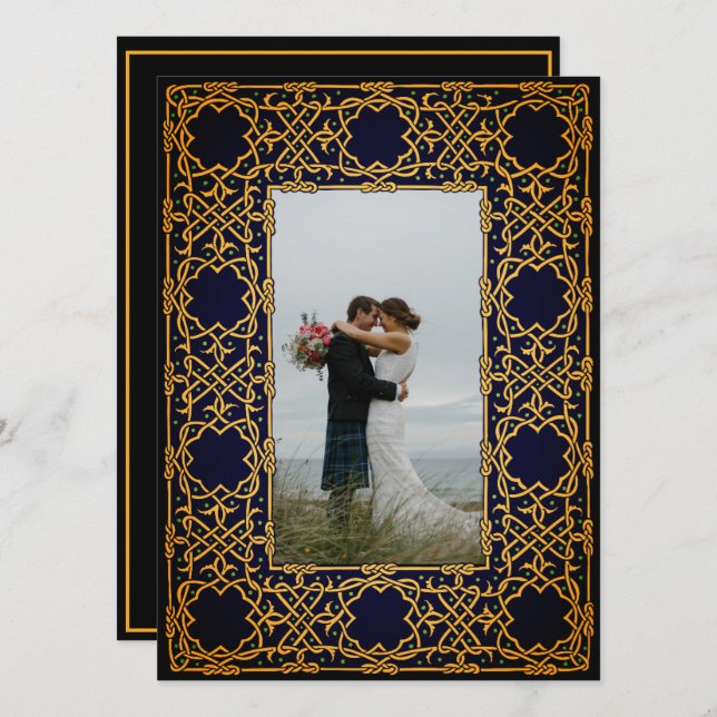 Golden Woven Celtic Knot Einladung (Vorne/Hinten)