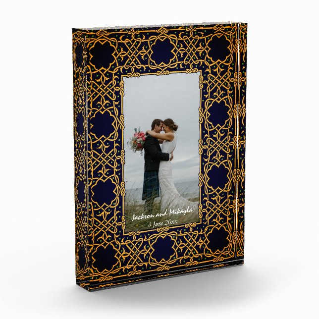 Golden Woven Celtic Knot Frame Foto Block (Links)