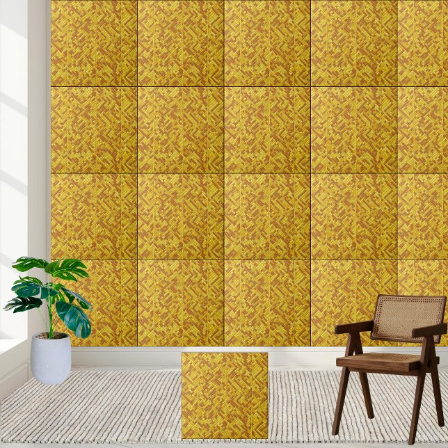 Golden Woven Geometric Keramik Tile Fliese (Golden Woven Geometric Pattern Ceramic Tile)