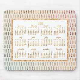 Golden Yearly 2019 Calendar Mouse Pads Light Mousepad