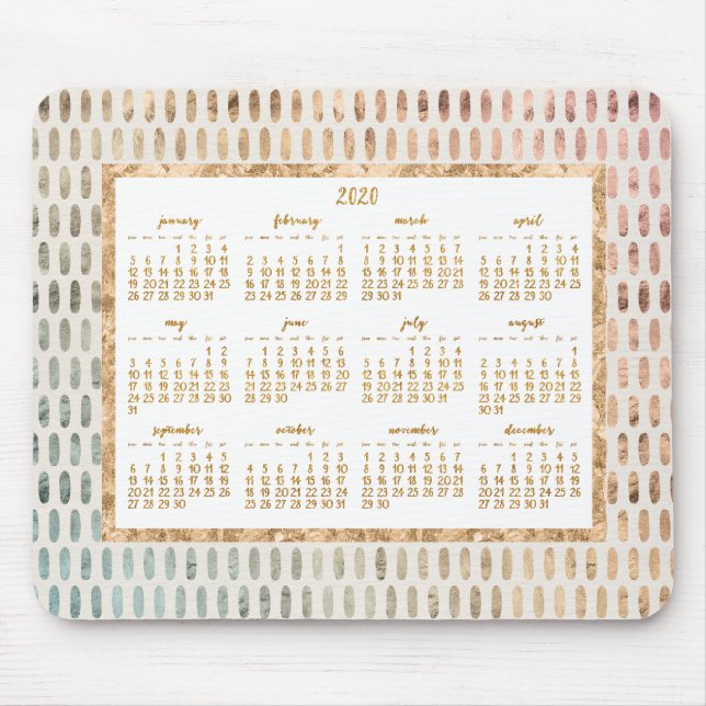 Golden Yearly 2020 Calendar Mouse Pads Light Mousepad (Vorne)