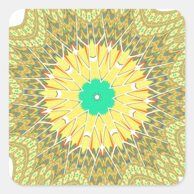 Golden Yellow African Ethnic Stammemuster Art Quadratischer Aufkleber (Vorderseite)