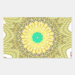 Golden Yellow African Ethnic Stammemuster Art Rechteckiger Aufkleber