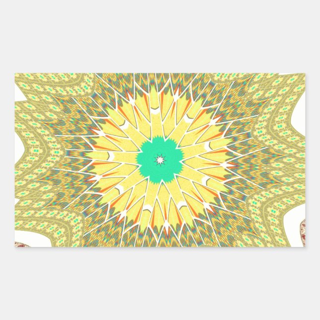 Golden Yellow African Ethnic Stammemuster Art Rechteckiger Aufkleber (Vorderseite)