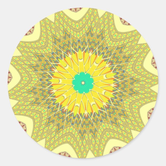 Golden Yellow African Ethnic Stammemuster Art Runder Aufkleber (Vorderseite)